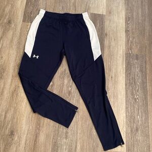 Under Armour Rival Knit Training Pants Warm-Up Tapered Zipper Ankle - Blue - XS
